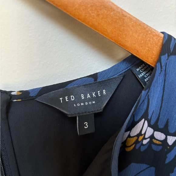 Ted Baker Navy and Black Floral Print Dress - Picture 2 of 2